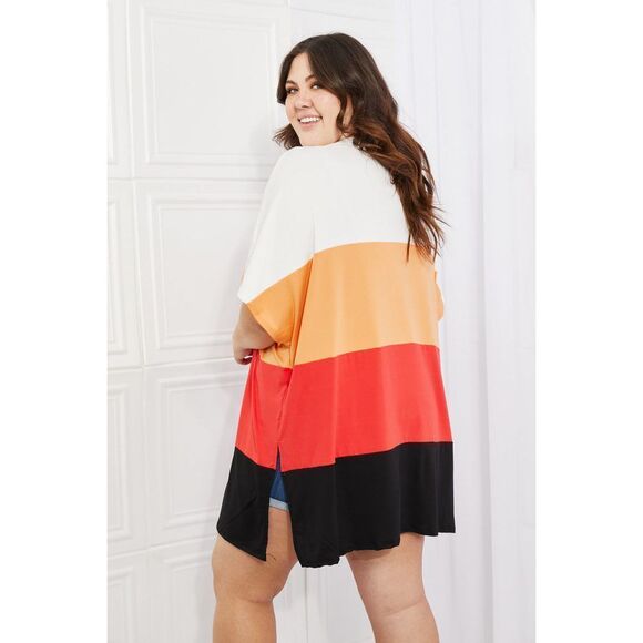 Culture Code Full Size Color Block Short Sleeve Cardigan - Picture 7 of 9